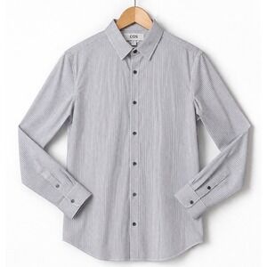COS Cotton Striped Button Down Shirt Mens Medium Minimalist Modern Slim